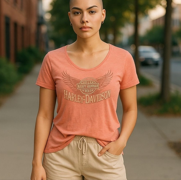 Harley Davidson tieup side womens tee. Size Medium - Picture 1 of 7